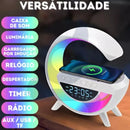 LumiWave Pro 4 em 1 - Luminária LED, Relógio Digital, Caixa de Som Bluetooth e Carregador por Indução